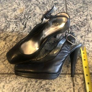 Leather Jessica Simpson platform sling backs shoes